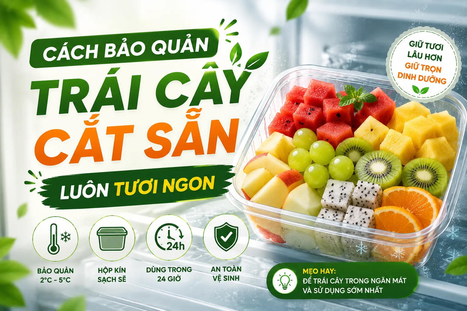 Cách bảo quản trái cây cắt sẵn luôn tươi ngon